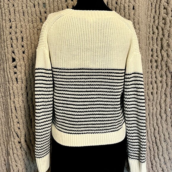 Garage Striped White & Black Knit Sweater – Size Small - Picture 9 of 13